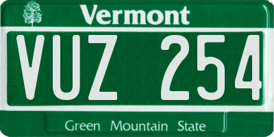 VT license plate VUZ254