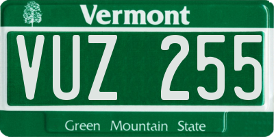 VT license plate VUZ255