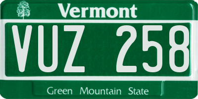 VT license plate VUZ258