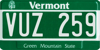 VT license plate VUZ259