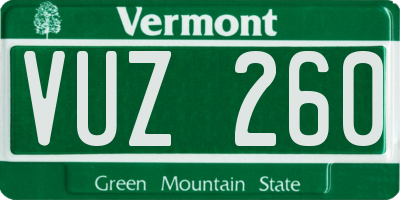 VT license plate VUZ260