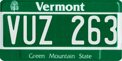 VT license plate VUZ263