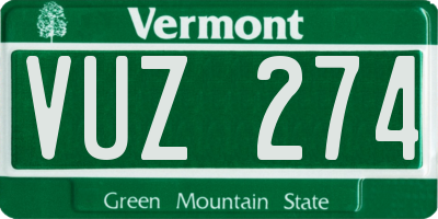 VT license plate VUZ274