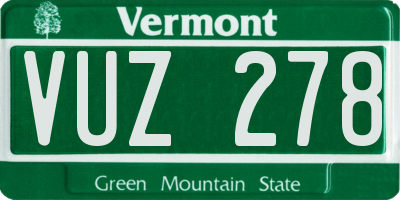 VT license plate VUZ278