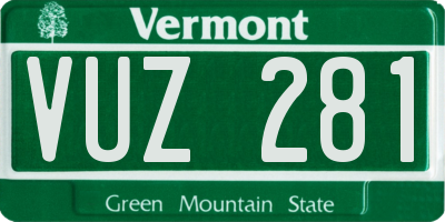 VT license plate VUZ281