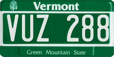 VT license plate VUZ288