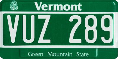 VT license plate VUZ289