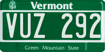 VT license plate VUZ292