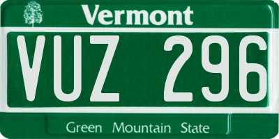 VT license plate VUZ296