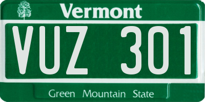VT license plate VUZ301