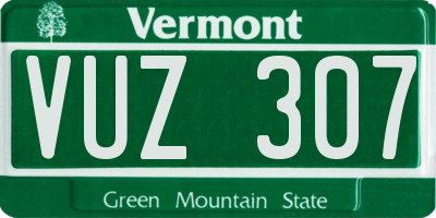 VT license plate VUZ307