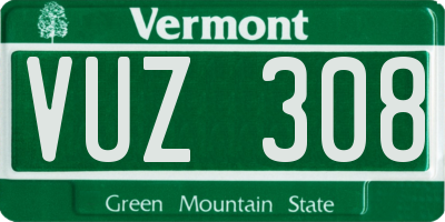VT license plate VUZ308
