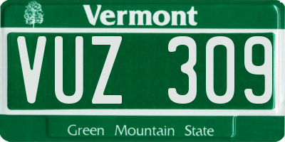 VT license plate VUZ309