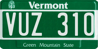 VT license plate VUZ310