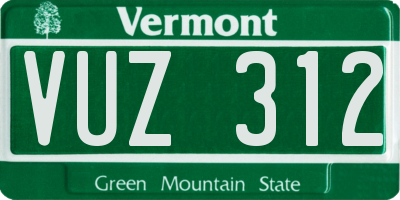 VT license plate VUZ312