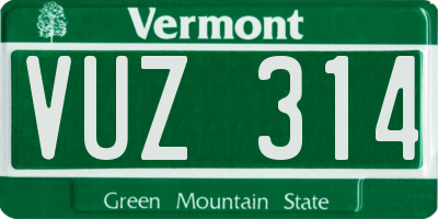 VT license plate VUZ314