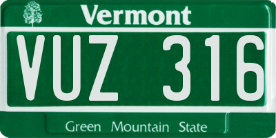 VT license plate VUZ316