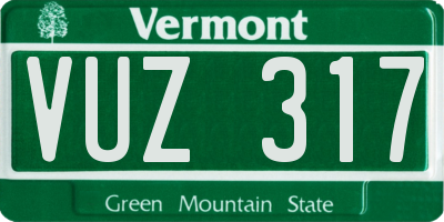 VT license plate VUZ317