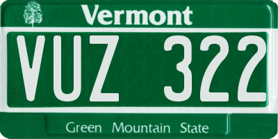 VT license plate VUZ322