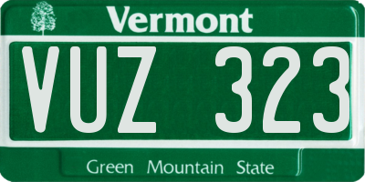 VT license plate VUZ323