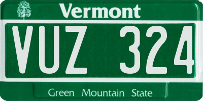 VT license plate VUZ324