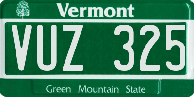 VT license plate VUZ325