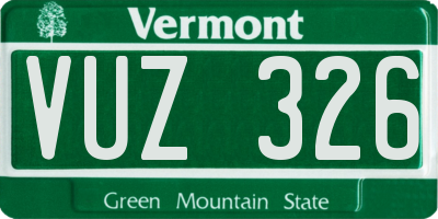 VT license plate VUZ326