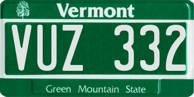 VT license plate VUZ332