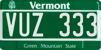 VT license plate VUZ333