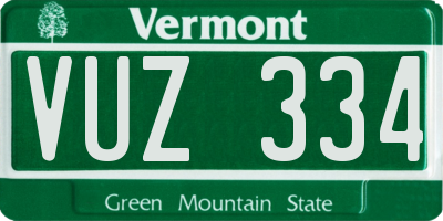VT license plate VUZ334