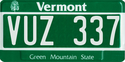 VT license plate VUZ337