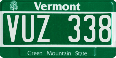 VT license plate VUZ338