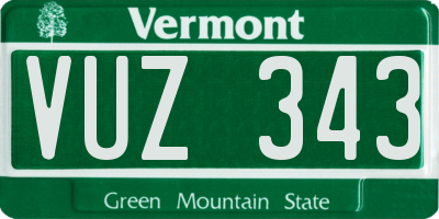 VT license plate VUZ343