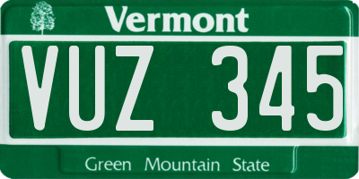 VT license plate VUZ345
