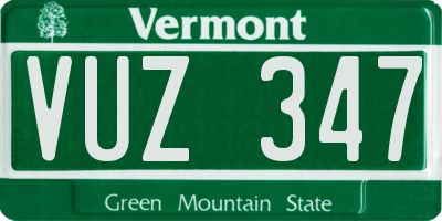 VT license plate VUZ347