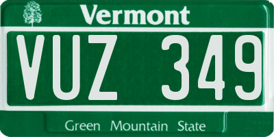VT license plate VUZ349