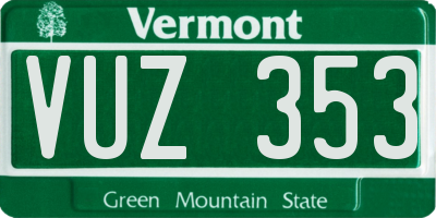 VT license plate VUZ353