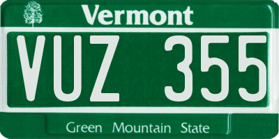VT license plate VUZ355