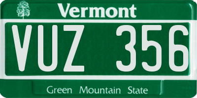 VT license plate VUZ356