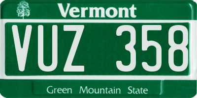 VT license plate VUZ358