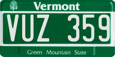 VT license plate VUZ359