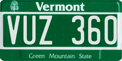 VT license plate VUZ360