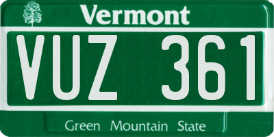 VT license plate VUZ361
