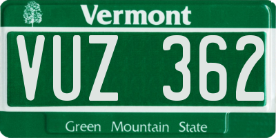 VT license plate VUZ362