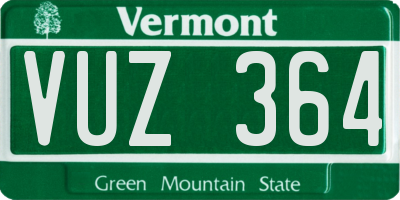 VT license plate VUZ364