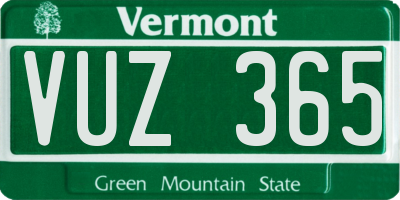VT license plate VUZ365