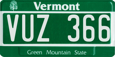 VT license plate VUZ366