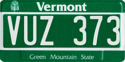 VT license plate VUZ373