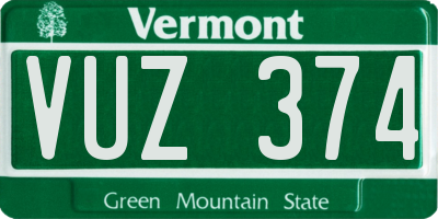 VT license plate VUZ374