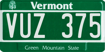 VT license plate VUZ375